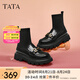 他她（TATA）復(fù)古厚底樂福鞋女鞋英倫襪靴小皮鞋秋季新款7FNF8CD4 黑色 38