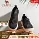 駱駝（CAMEL）男鞋新款懶人套腳鞋輕盈厚底潮流休閑一腳蹬男士布鞋 G13S391065黑色 41