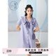 紫涵（ZIHAN）紫涵娃娃領(lǐng)短袖連衣裙女夏季新款多巴胺穿搭甜美減齡襯衫裙 清新紫 S