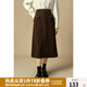 獨(dú)束大碼女裝燈芯絨高腰半身裙2024冬季新品胖mm顯瘦中長款半裙 板栗棕（短裙） 2XL (尺碼：4)