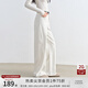 自巧小個子白色直筒闊腿褲女2025秋裝新款復(fù)古牛仔褲遮胯顯瘦褲子 巧米色 S （尺碼：3）