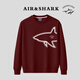 大青鯊 AIR SHARK意大利鯊魚(yú)重磅衛衣男女款秋冬新品歐美潮流長(cháng)袖T恤休閑外套加絨 棗紅色 AIR半邊鯊魚(yú) XL 建議140-160斤
