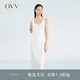 OVV2023春夏新款女裝H型修身包臀無袖方領(lǐng)休閑舒適針織裙 本白（凈色）10 L