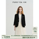 茶·愫【通勤文藝】puretea茶愫黑色西裝絲絨短外套女七分袖2025夏新款 石墨黑 L
