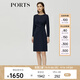 PORTS寶姿秋冬新品女裝優(yōu)雅長袖中長連衣裙ALM9N011NWQ08 丈青-2 XS (2)