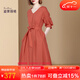迪菲麗格赫本風(fēng)簡(jiǎn)約優(yōu)雅連衣裙2022夏季新款V領(lǐng)五分袖收腰顯瘦a字裙子 圖片色 L （圖片色  9月30日前發(fā)貨)