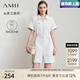 AMII七夕禮物2025夏新款極簡(jiǎn)通勤工裝風(fēng)翻領(lǐng)短袖寬松短款梭織斜紋連體 杏色 S