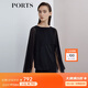 PORTS寶姿 商場(chǎng)同款新品女裝純色垂墜襯衫LL8B136KWT003 黑色 L (8)