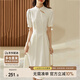 尚都比拉新中式氣質連衣裙女夏季旗袍改良版中長款小個子A字裙 米白色 M