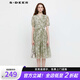 S.DEER圣迪奧夏季女優(yōu)雅時尚田園風圓領碎花短袖連衣裙S242Z12F7 中粉綠/25 XL 175