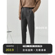 伯爵卓爾重磅仿毛呢加絨加厚休閑褲男23秋冬韓版通勤煙管長(cháng)褲子男 黑灰-320款 31