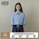 Teenie Weenie小熊女裝襯衫2025春季新款簡(jiǎn)約休閑通勤純色條紋襯衣 藍(lán)色 M