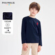POLOWALK新品2025秋季新款男女童圓領(lǐng)薄款長(cháng)袖純棉T恤舒適全棉 藏青【新款】 140 cm
