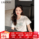LAGOGO白色字母印花T恤女拉谷谷2025春季新款設計感亮片短袖上衣 本白色 M