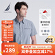 諾帝卡（NAUTICA）【單件直降】男裝24夏季新款全棉經(jīng)典格紋休閑短袖襯衫男WO4202 霧霾藍41H XL