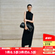 艾諾絲雅詩(shī)【商場(chǎng)同款】春秋新品長(cháng)款黑色休閑通勤無(wú)袖連衣裙女30819825 黑色 M