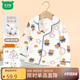 迷你木木屋兒童睡衣套裝春秋新款男童女童純棉翻領(lǐng)家居服套裝 藍(lán)莓熊 120 