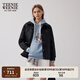 Teenie Weenie小熊棉服女冬裝簡約休閑風(fēng)時髦翻領(lǐng)輕薄棉服外套短上衣 黑色 M (165)