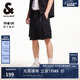 杰克·瓊斯（JACK&JONES）男裝25年速干工裝短褲男士夏季外穿潮流寬松五分褲沙灘短褲大褲衩 E40黑色 M (175)