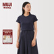 無印良品（MUJI）Labo 女式棉混亞麻短袖T恤上衣打底衫女款內(nèi)搭25年AF03SA5A 藏青色 M （160/84A）