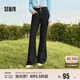 森馬森柔牛仔牛仔褲女喇叭褲24冬抓毛拖地褲109724124002