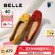 百麗（Belle）舒芙蕾絨面平跟單鞋女2025秋新商場款羊皮軟底便鞋E1E1DCQ5預(yù)售 紅色 37