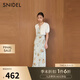 SNIDEL2025春夏新品簡約圓領中袖小香風針織開衫短外套SWNT251194 灰白色 均碼 (F)
