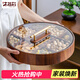木雅軒水果盤(pán)客廳堅果盤(pán)高級感瓜子盤(pán)干果盤(pán)實(shí)木糖果盤(pán)分格零食收納盒 可旋轉九宮格果盤(pán)φ36*6.5cm