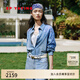 EP雅瑩女裝 天絲棉蕾絲鏤空寬松牛仔襯衫外套 2025夏季新款J203A 藍色 M