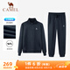駱駝（CAMEL）運動套裝男立領長袖兩件套休閑運動服 7C1226L5464 墨藍 XL