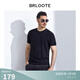 Brloote/巴魯特提花橫機T恤男夏季時(shí)尚休閑圓領(lǐng)修身短袖體恤衫 黑色 170/92A