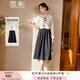 香影新中式套裝裙女2025年秋季新款國風(fēng)盤(pán)扣外套吊帶連衣裙兩件套 米色 S