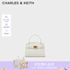 CHARLES&KEITH金屬扣帶凱莉包婚包手提單肩包包女包生日七夕禮物CK2-50270880 Cream奶白色 S