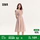 森馬（Semir）連衣裙女方領(lǐng)泡泡袖修身氣質(zhì)2024夏新款俏皮民族風(fēng)中長(cháng)裙優(yōu)雅 粉紅60002 M 160/84A