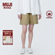 無印良品（MUJI）女式 水洗 平紋 短褲 休閑 褲子女款夏季款女裝中褲 外穿 米色4A L (165/70A)