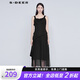 S.DEER圣迪奧夏季時(shí)尚百搭拼接吊帶網(wǎng)紗連衣裙S20281282 黑色/91 M 165