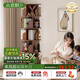 小匠材簡易旋轉(zhuǎn)書架360度書柜可移動落地置物架客廳展示架四層胡桃色