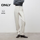 ONLY2025冬季新款磨毛高腰男友褲九分錐形褲牛仔褲女|125449003 J2G 米白色 M M標準褲長(cháng)