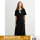 獨(dú)束大碼女裝2025夏新款波點(diǎn)飄帶連衣裙微胖收腰赫本風(fēng)氣質(zhì)小黑裙 烏梅黑-長款 3XL （尺碼：5）