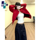 莜仙格早秋服裝今年很流行春季和秋季女性紅色薄短外套2025年新款流行款 紅色 M 45/55kg