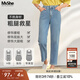 MsShe大碼女裝微胖秋季牛仔褲女胖mm妹妹顯瘦加肥加大彈力直筒褲子 長(zhǎng)褲-洗水藍(lán)色現(xiàn)貨 XL