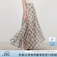 范思藍恩仙氣垂感飄逸格紋長(cháng)半身裙女夏季2025新款微透大擺裙子2713 復古咖格 S