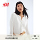 H&M女裝毛針織衫秋季薄款時(shí)尚法式慵懶短款打底衫miu系開(kāi)衫0579541 奶油色 M 165/96