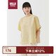 無印良品（MUJI）女式 漢麻 棉 短袖罩衫短袖t恤 黃色條紋  XL 