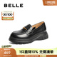 百麗（Belle）舒適便士樂福鞋女2025春新商場同款真皮厚底休閑鞋D2Q1DAA5 黑色 36 (230mm)
