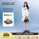 KISSCAT接吻貓女鞋趙昭儀/秦嵐同款8cm內(nèi)增高太妃糖厚底德訓(xùn)運(yùn)動(dòng)小白鞋 慕斯棕 35 (225mm)