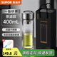 蘇泊爾（SUPOR）一鍵開蓋玻璃杯雙層防燙茶水分離男士泡茶車載水杯便攜商務(wù)禮盒裝 【禮盒裝】茶濾款400ml