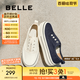百麗（Belle）航海家百搭帆布鞋女2025秋新厚底便捷無系帶休閑鞋B2699CM5 藏藍(lán)色 35 (225mm)