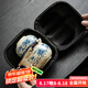 唐豐汝窯青花旅行茶具套裝一壺三杯便攜快客杯 米黃繁花荷韻旅行茶具
