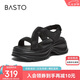 百思圖25夏商場同款涼鞋戶外厚底女涼鞋BP731BL5 黑色 37